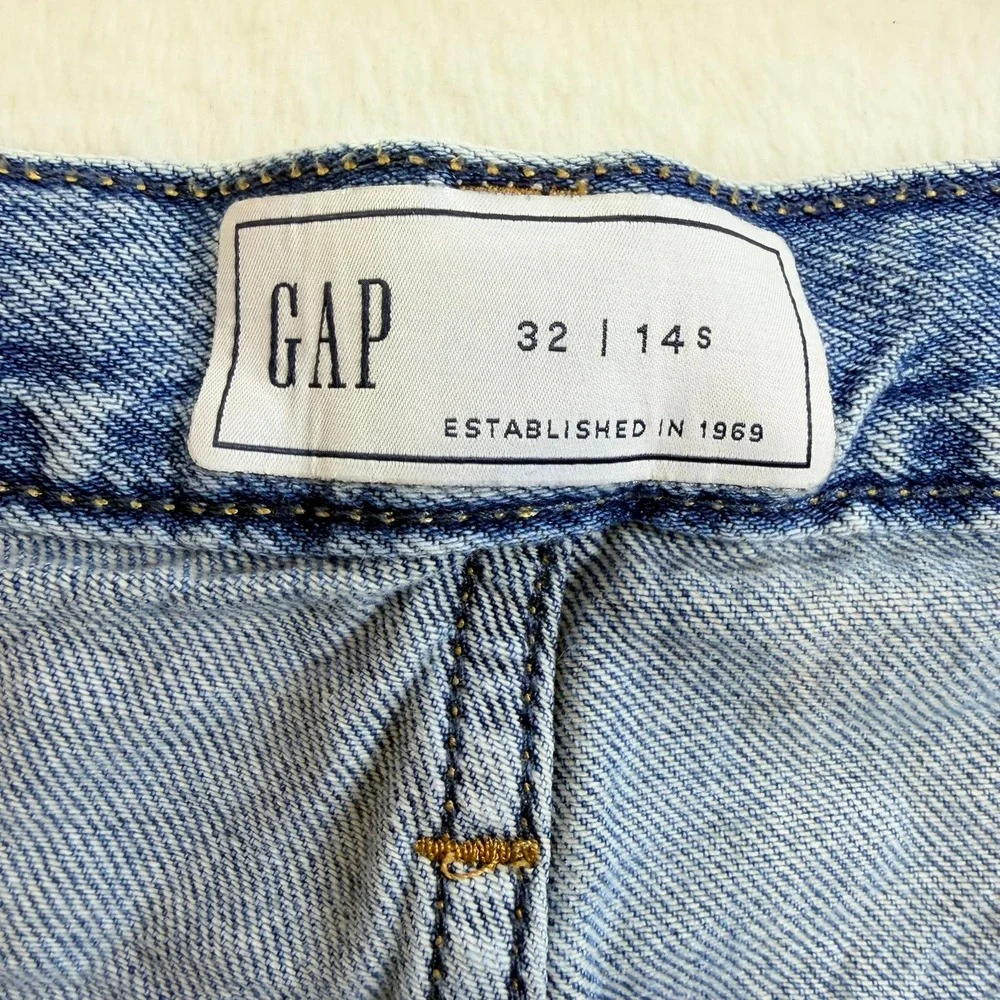 GAP Women's Fast Long Tape Crossover‎ Waist Baggy Jeans Med Wash 100% Cotton 14S